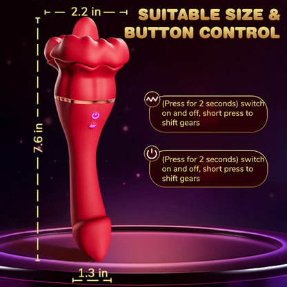 Großer Zungen-Klitorisstimulator, Analdildo, Rosenspielzeug – Doppelter Klitorisvibrator, G-Punkt, Prostatamassagegerät