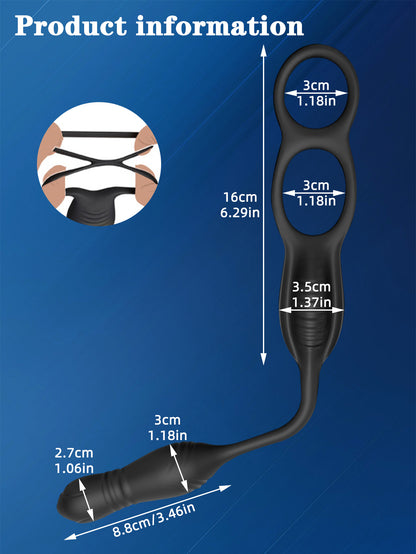 Vibrierender Penisring, stoßender Analdildo – Fernbedienung für Vagina und Analstreichler, Sexspielzeug für Paare