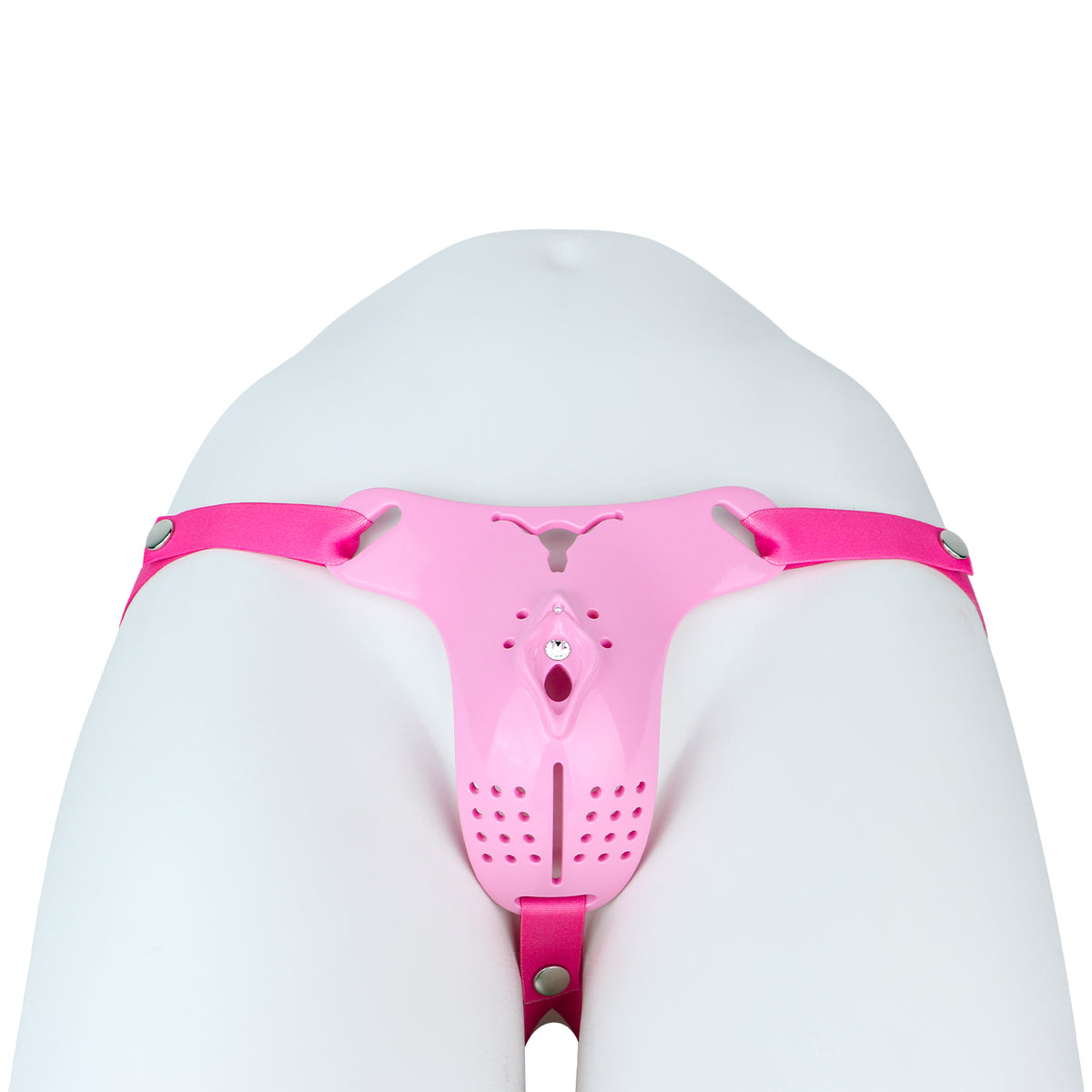 Pink Resin Female Chastity Belt with Stretch Band | Ventilated Orgasm Denial BDSM Toys
