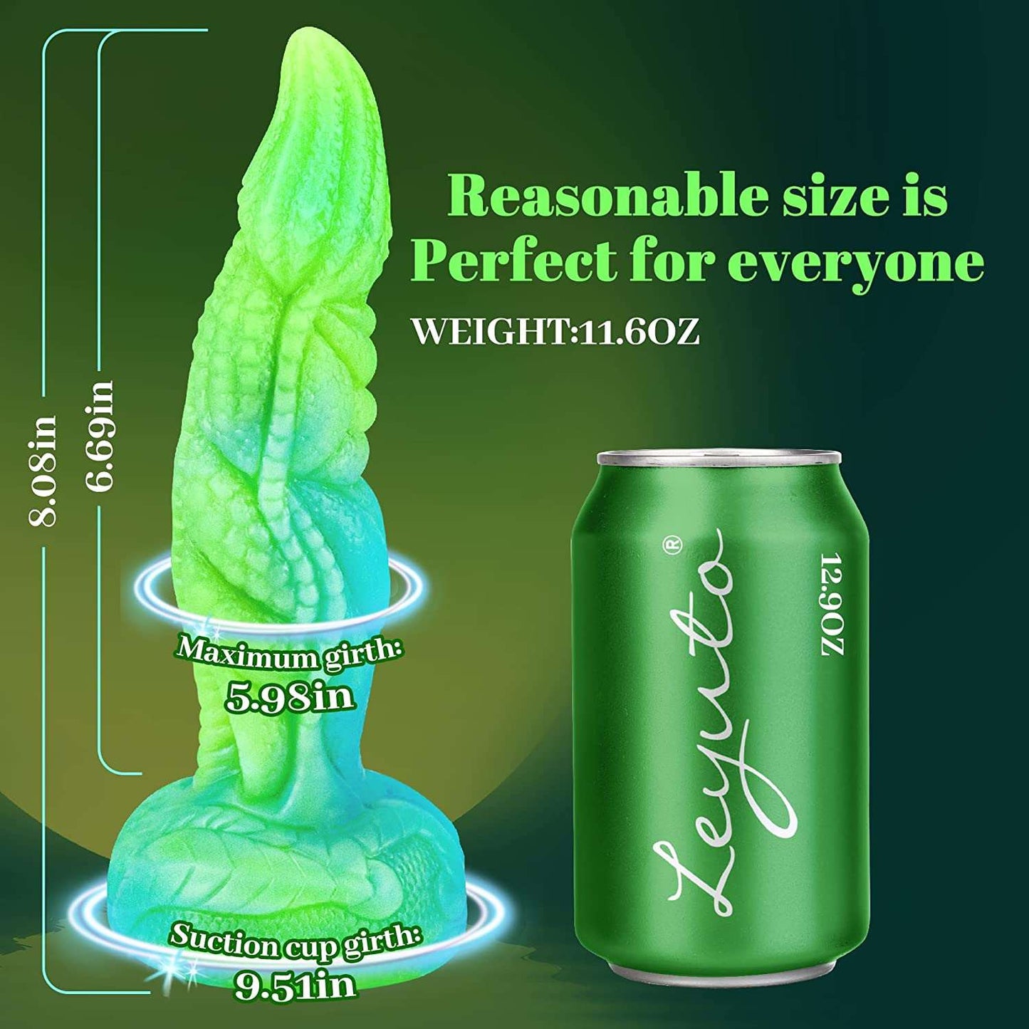 Nightlight Monster Realistic Dildos Series- GLOWS-IN-THE-DARK Huge Dildos, Super Safe and Soft