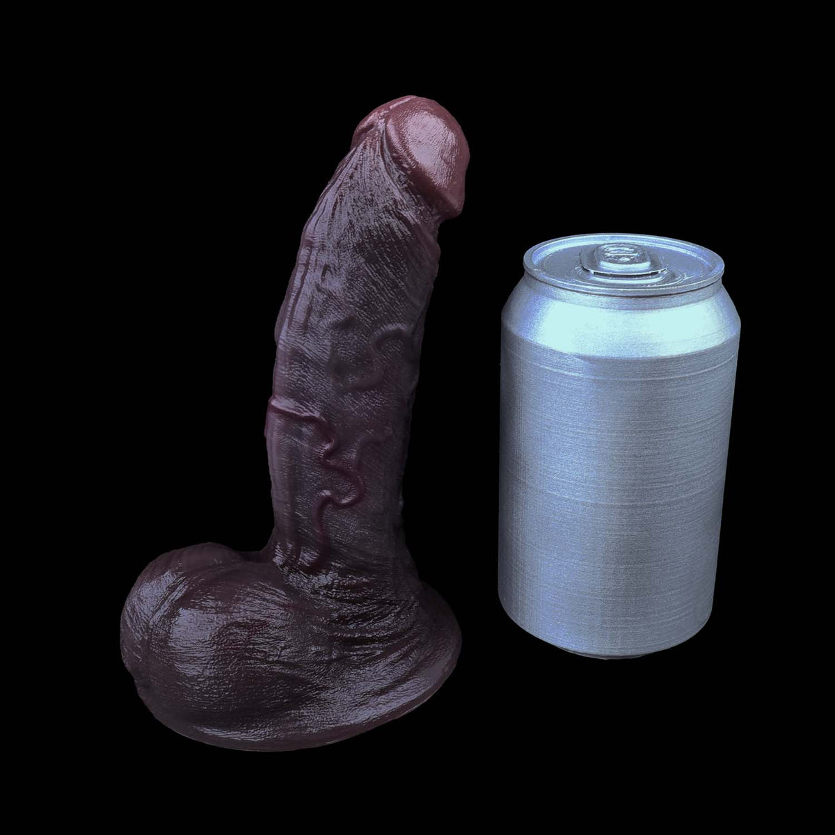 Mushroom Head Black Dildo | Extra Long Dual-Layer Platinum Silicone Realistic Cock with Unique Glans Shape, Deep Vein Texture & Oversized Balls — Dark Chocolate Purple for Deep Penetration Play