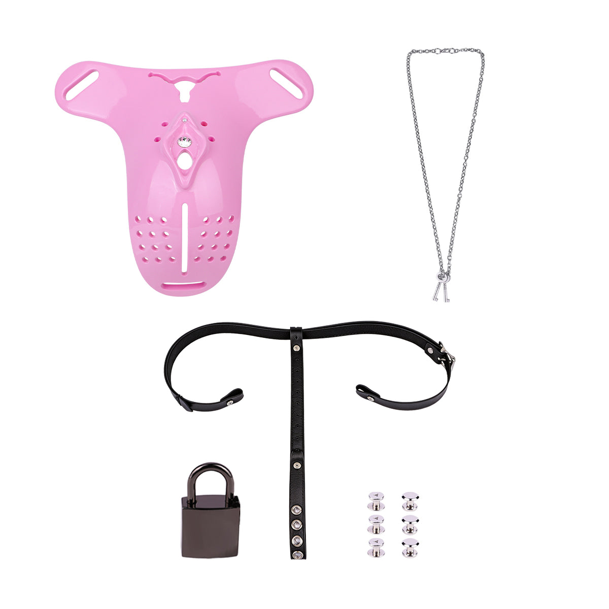 Pink Resin Female Chastity Belt with Stretch Band | Ventilated Orgasm Denial BDSM Toys