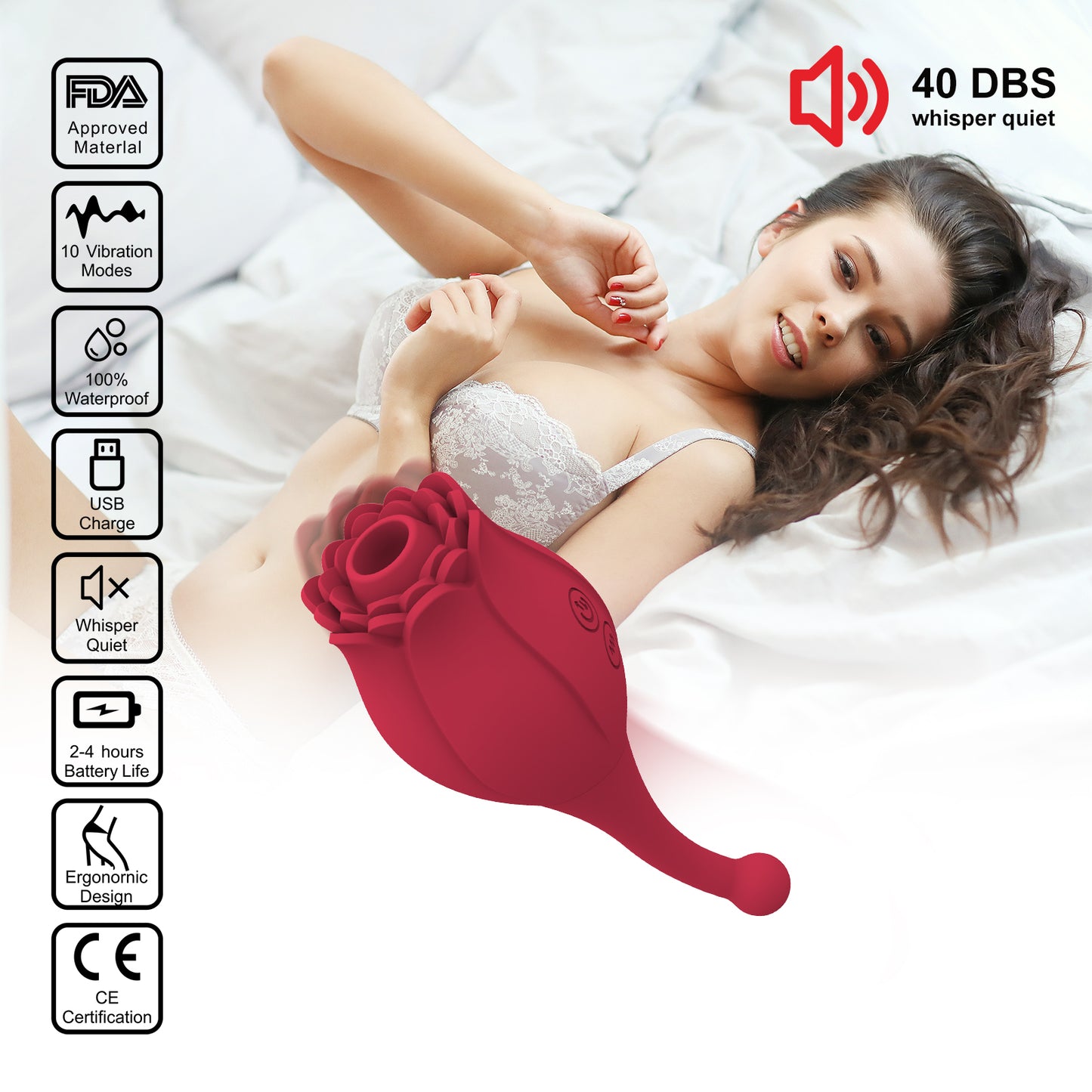 Rose Touch Clit Sucking G Spot Vibrator - Dual End Stimulator Female Sex Toys