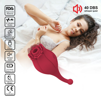 Rose Touch Clit Sucking G Spot Vibrator - Dual End Stimulator Female Sex Toys