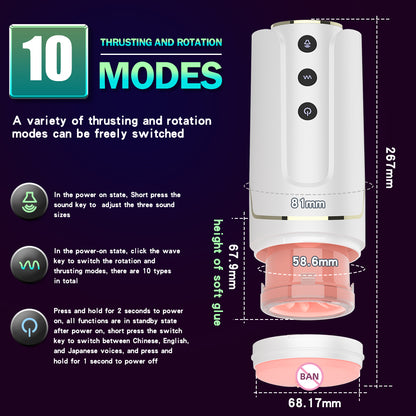 Automatic Pussy Sleeve Male Masturbator - Rotating Penis Massage Sucking Masturbation Adult Toys