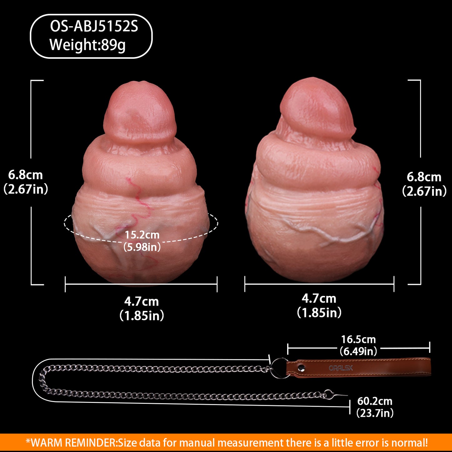 Realistic Silicone Anal Butt Plug with Steel Chain — Platinum Silicone Anal Dildo for Triple-Use Vaginal, Anal & Oral Play