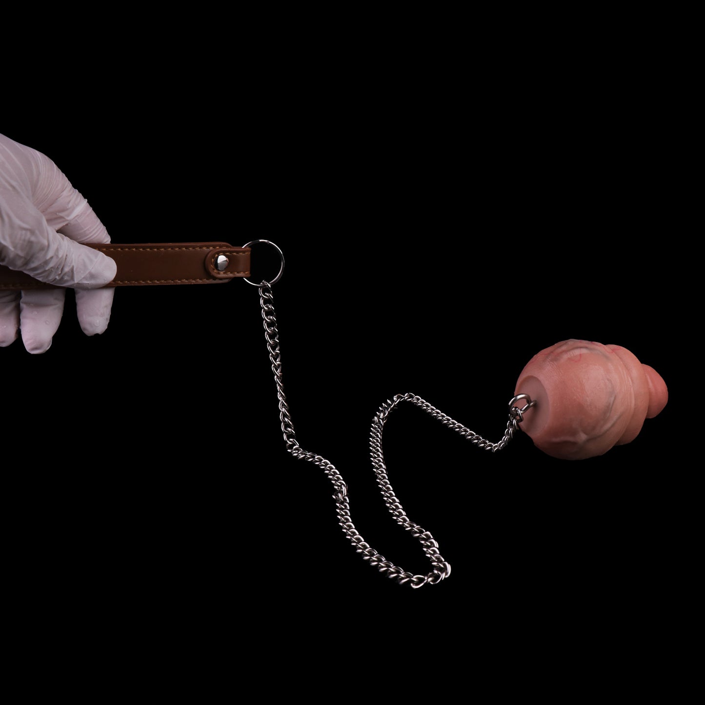 Realistic Silicone Anal Butt Plug with Steel Chain — Platinum Silicone Anal Dildo for Triple-Use Vaginal, Anal & Oral Play