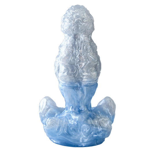 Aquarius Scorpio Alien Dildo with Irregular Texture — Curved Platinum Silicone Fantasy Dildo for G-Spot Stimulation
