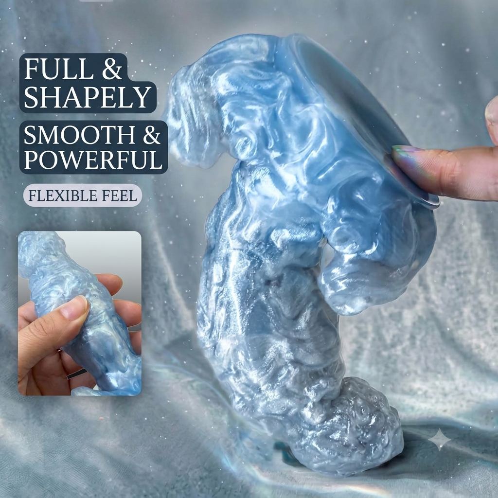 Aquarius Scorpio Alien Dildo with Irregular Texture — Curved Platinum Silicone Fantasy Dildo for G-Spot Stimulation