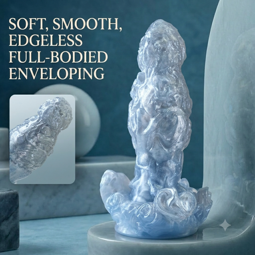 Aquarius Scorpio Alien Dildo with Irregular Texture — Curved Platinum Silicone Fantasy Dildo for G-Spot Stimulation