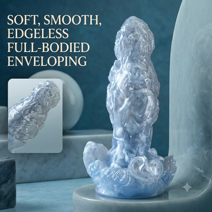 Aquarius Scorpio Alien Dildo with Irregular Texture — Curved Platinum Silicone Fantasy Dildo for G-Spot Stimulation