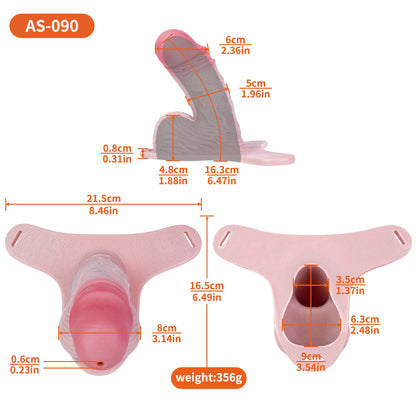 Realistic Platinum Silicone Male Chastity Cage Pants – Leather Harness Bondage Device for Long-Term Wear