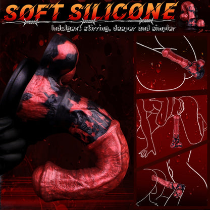 Blood-Red Monster Fantasy Animal Horse Cock - Female Vaginal Silicone Suction Masturbator