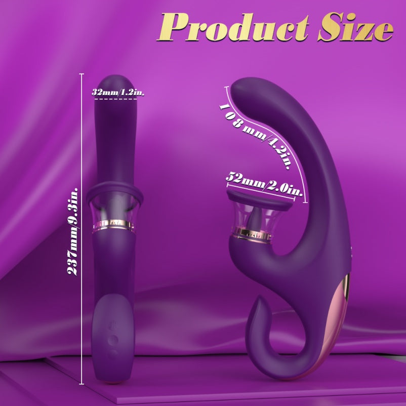 Multi-Function Vibrating Sucking Magic Wand – 3-in-1 Dildo-Style Female Silicone Stimulator