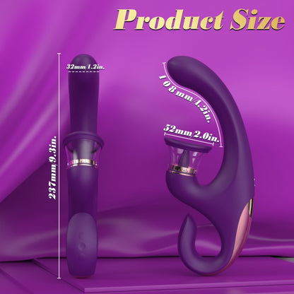 Multi-Function Vibrating Sucking Magic Wand – 3-in-1 Dildo-Style Female Silicone Stimulator