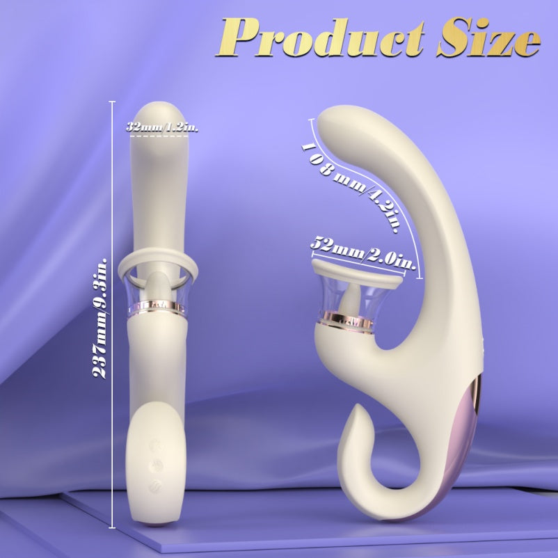 Multi-Function Vibrating Sucking Magic Wand – 3-in-1 Dildo-Style Female Silicone Stimulator