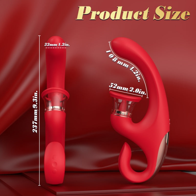 Multi-Function Vibrating Sucking Magic Wand – 3-in-1 Dildo-Style Female Silicone Stimulator