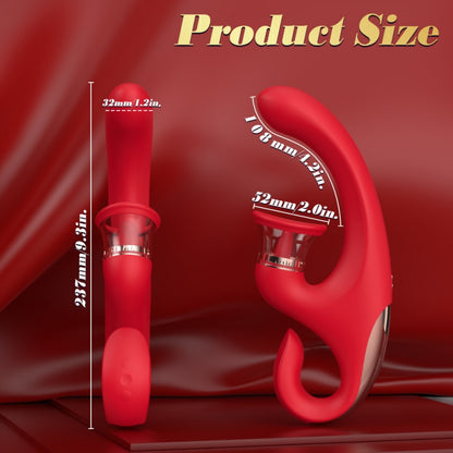 Multi-Function Vibrating Sucking Magic Wand – 3-in-1 Dildo-Style Female Silicone Stimulator