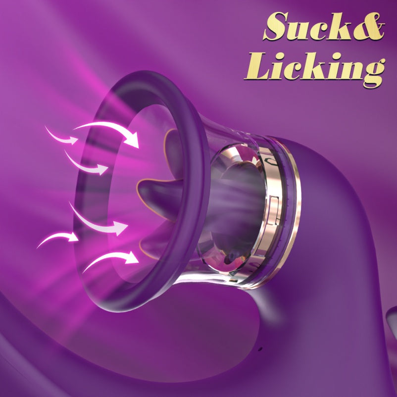 Multi-Function Vibrating Sucking Magic Wand – 3-in-1 Dildo-Style Female Silicone Stimulator