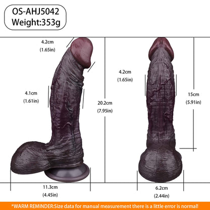 Huge Black Dildo | Dual-Layer Platinum Silicone Large Realistic Cock with Deep Vein Texture & Suction Cup — Extra Large Dark Dildo for Advanced & Size Queen Play