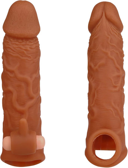 Life Size Penis Sleeve Condom - Vibrating Bullet Clit Stimulator Sex Toys for Men