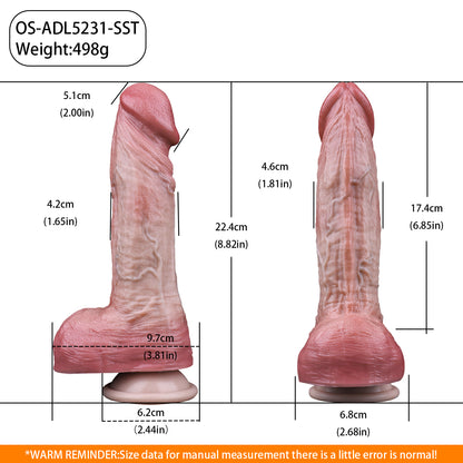 Ultra-Lifelike Vibrating Realistic Dildo with Veined Testicles & Hands-Free Suction Base for Shower & Harness Play (Remote-Controlled)