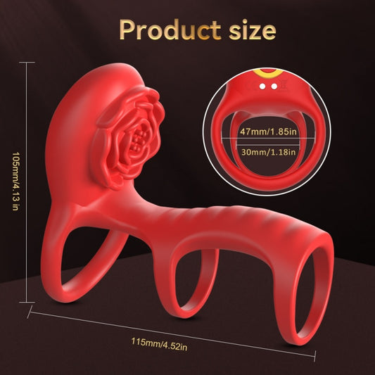 Rose Suction Silicone Cock Ring – Multi-Frequency Clitoral Vibrating Sex Toys for Man & Women