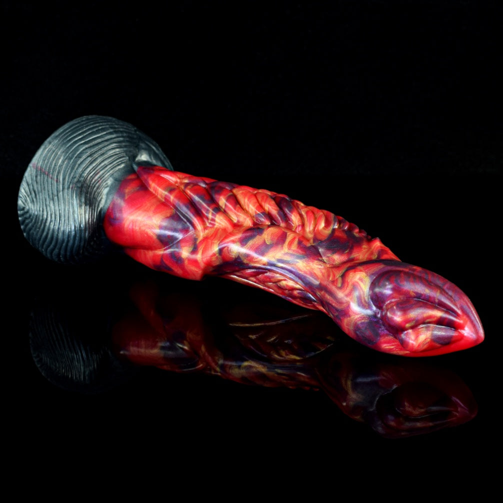 Fire Dragon Fantasy Monster Silicone Anal Dildo - Hands-Free Suction Cup Creature Cock for Female Masturbation