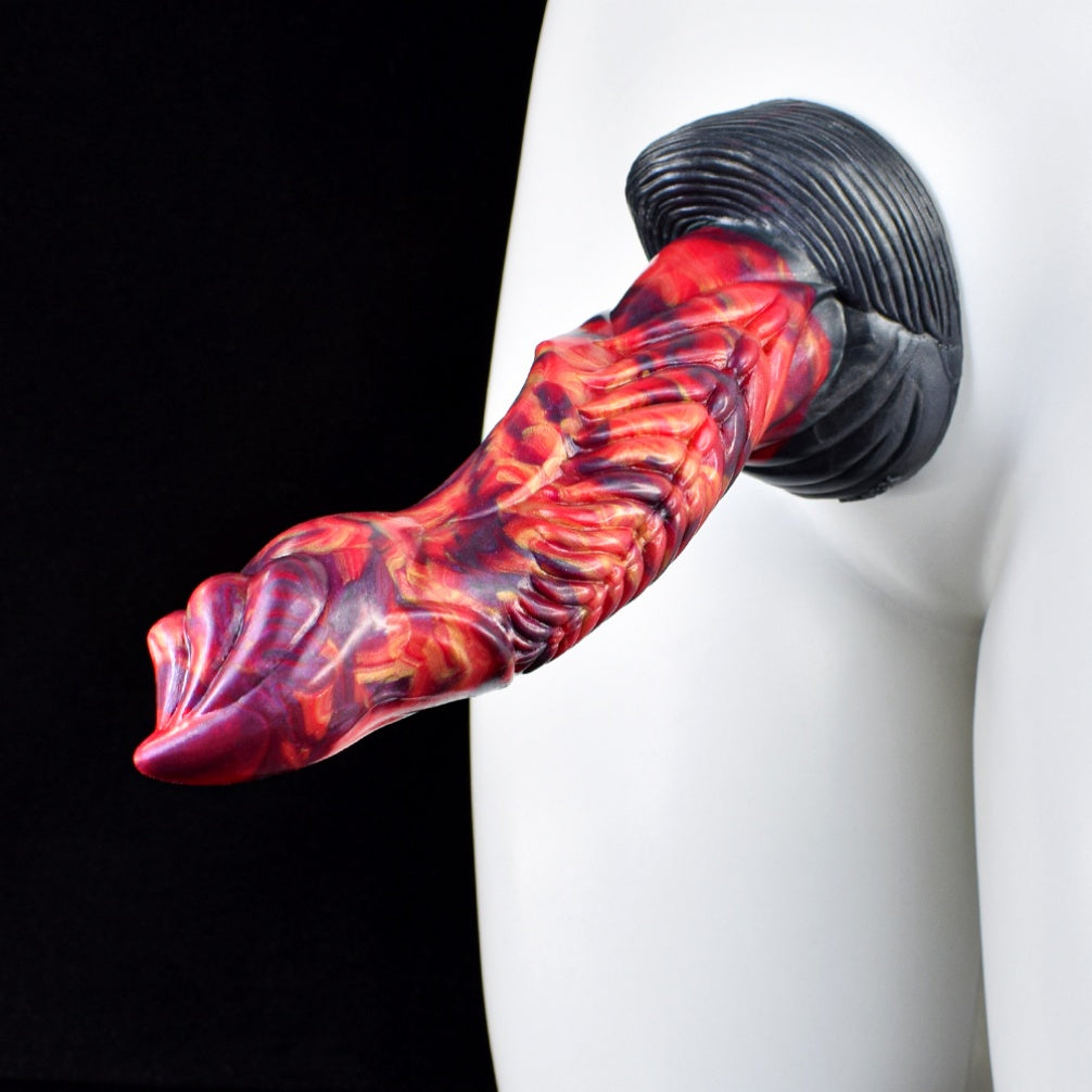 Fire Dragon Fantasy Monster Silicone Anal Dildo - Hands-Free Suction Cup Creature Cock for Female Masturbation