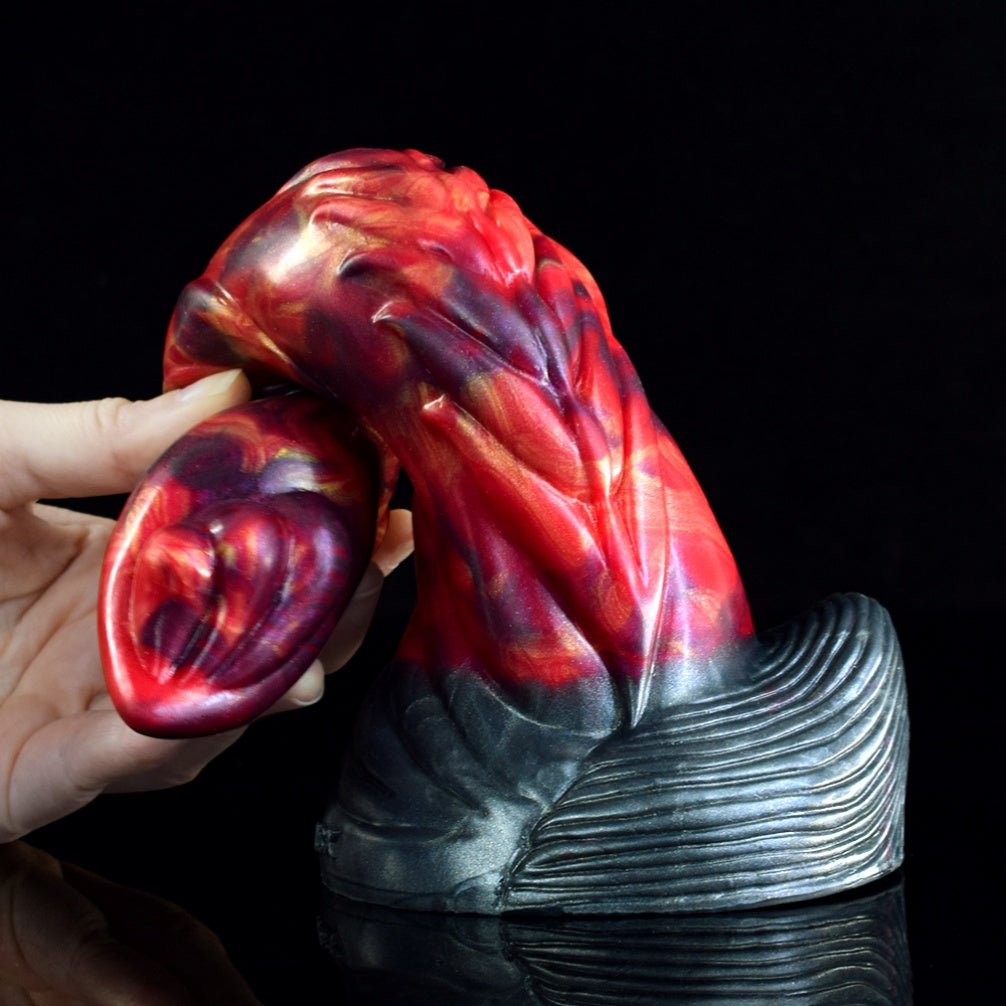 Fire Dragon Fantasy Monster Silicone Anal Dildo - Hands-Free Suction Cup Creature Cock for Female Masturbation