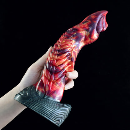 Fire Dragon Fantasy Monster Silicone Anal Dildo - Hands-Free Suction Cup Creature Cock for Female Masturbation