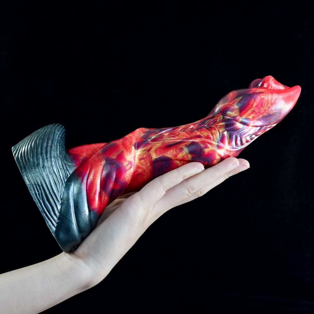 Fire Dragon Fantasy Monster Silicone Anal Dildo - Hands-Free Suction Cup Creature Cock for Female Masturbation