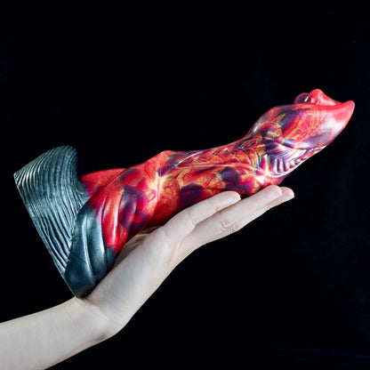 Fire Dragon Fantasy Monster Silicone Anal Dildo - Hands-Free Suction Cup Creature Cock for Female Masturbation