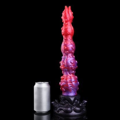 Crimson Tide — Marbled Red-Purple Tentacle Long Dildo, Platinum Silicone, Full-Shaft Sucker Rows & Sculpted Octopus Base
