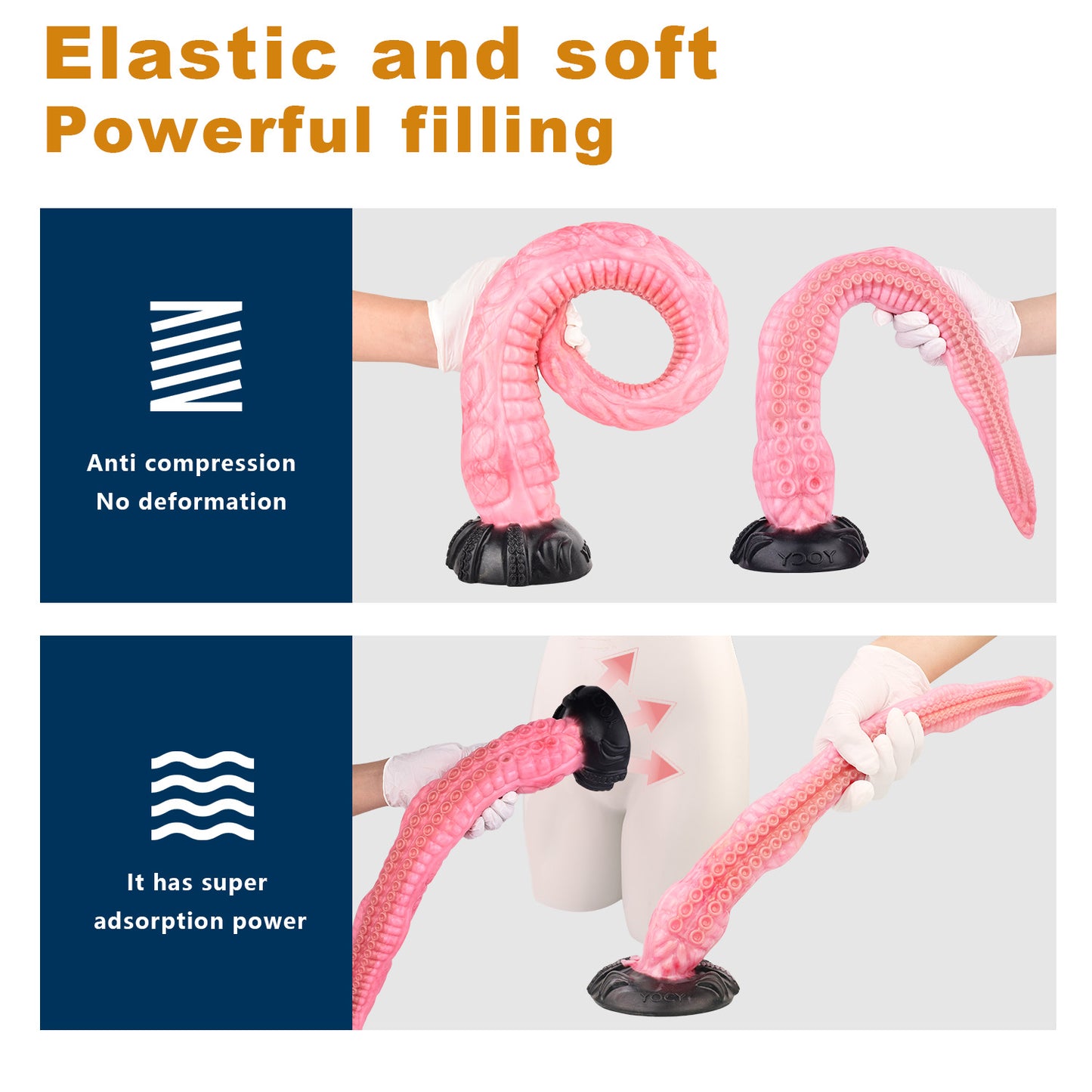 Fantasy Tentacle Long Anal Dildo Butt Plug - Pink Realism Octopus Flared Base Sex Toys for Women