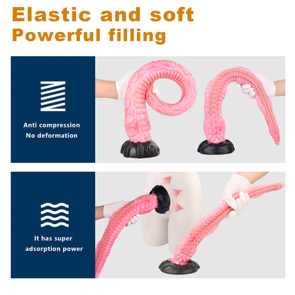 Fantasy Tentacle Long Anal Dildo Butt Plug - Pink Realism Octopus Flared Base Sex Toys for Women