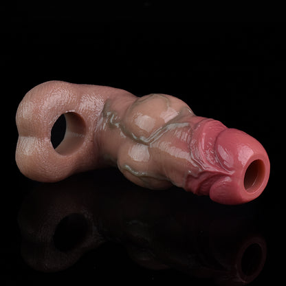 Gode ​​noué avec manchon de coq, jouet sexuel pour homme – Extension de pénis réaliste, cockring, entraîneur d'éjaculation