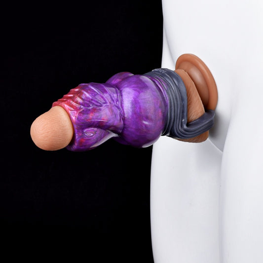 Lila Penishülle aus Silikon – Alien Fantasy Penis Extender für Männer, die Sexualität stimulieren