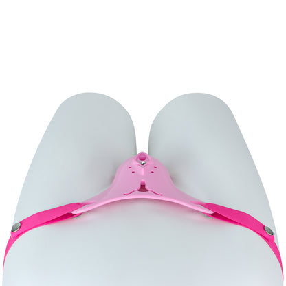 Pink Resin Female Chastity Belt with Stretch Band | Ventilated Orgasm Denial BDSM Toys