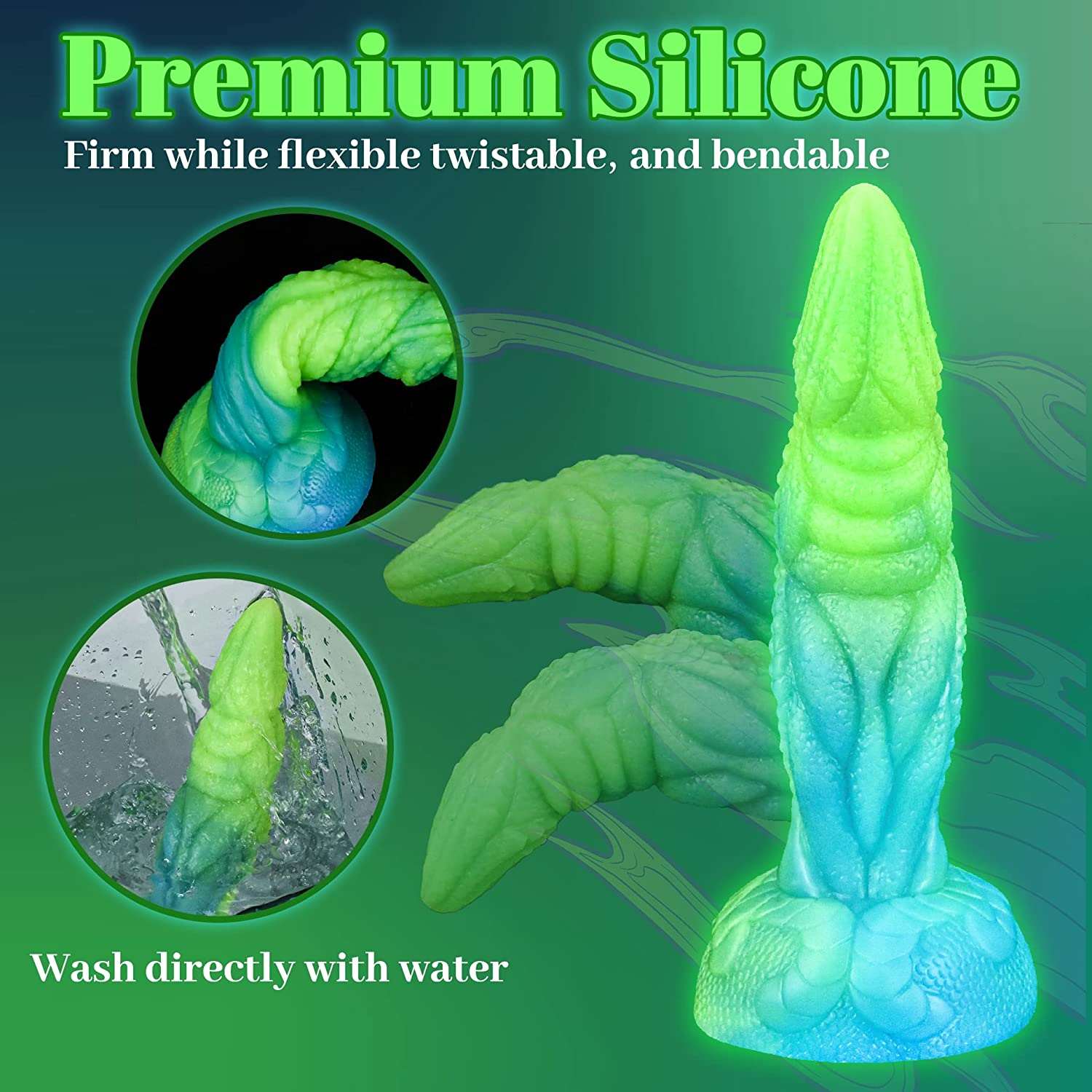 Nightlight Monster Realistic Dildos Series- GLOWS-IN-THE-DARK Huge Dildos, Super Safe and Soft