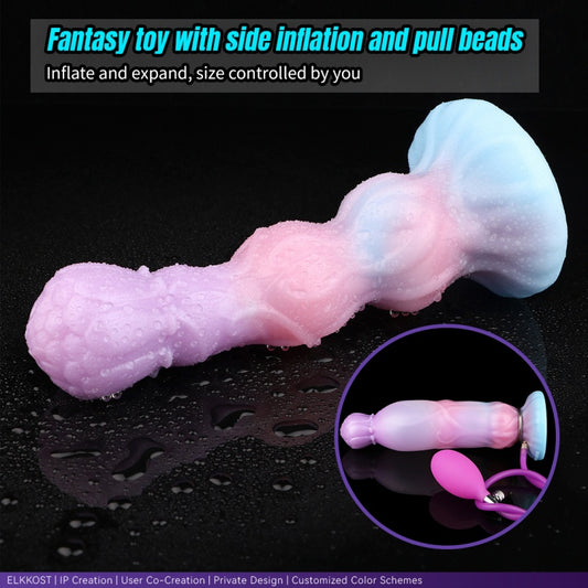 Domlust Bloom – Aufblasbarer Fantasy-Drachen-Dildo | Gradient-Silikon mit Klemmring & Pumpe