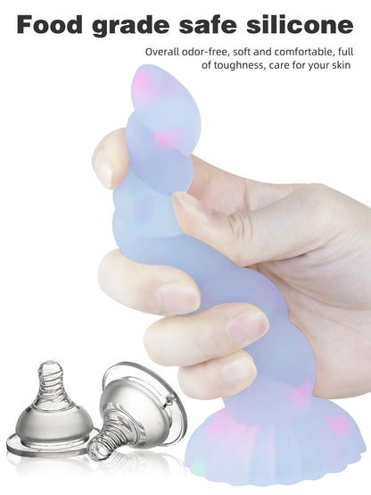 Exotic Realistic Dildos - Soft Silicone Dildo Suction Cup Butt Plug Glowing in Dark