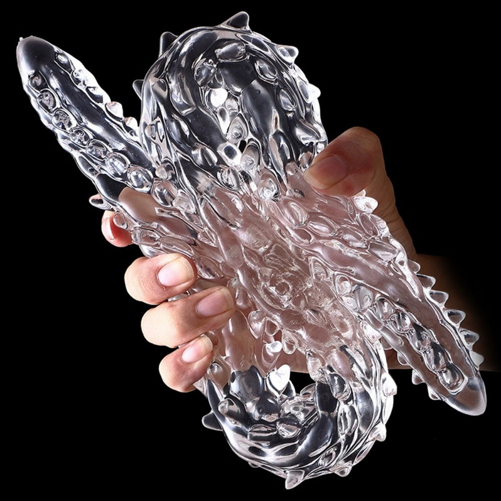 Transparent Silicone Fantasy Dragon Double Penis - Dual Penetration & Orgasmic Massage