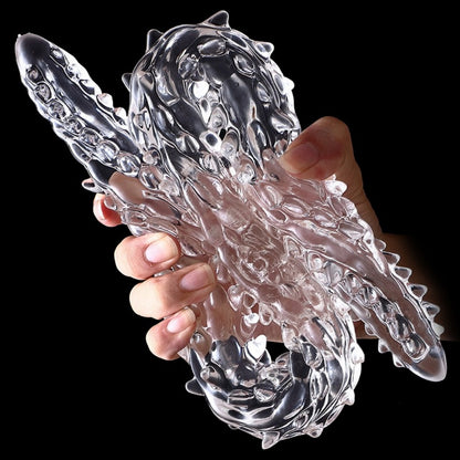 Transparent Silicone Fantasy Dragon Double Penis - Dual Penetration & Orgasmic Massage