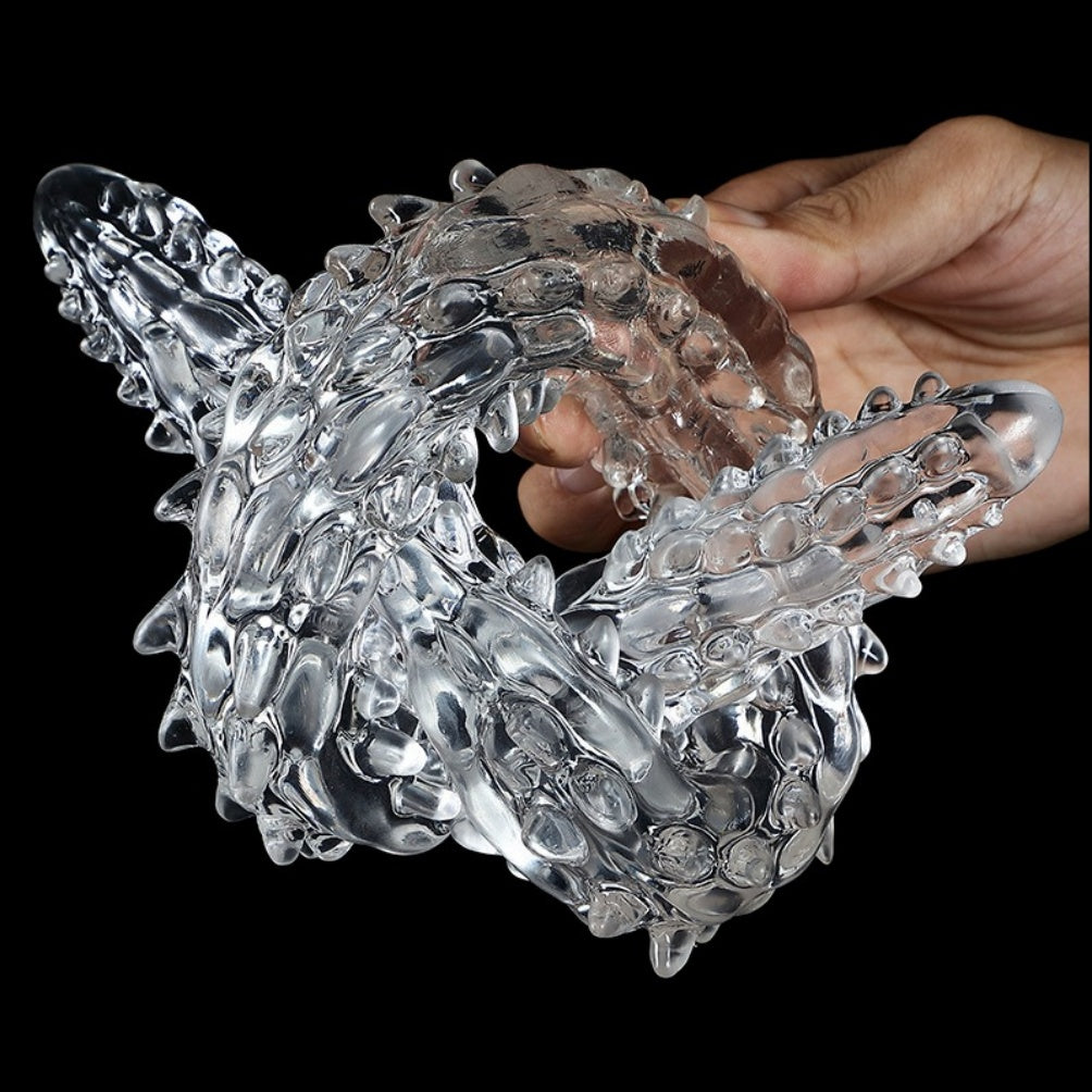 Transparent Silicone Fantasy Dragon Double Penis - Dual Penetration & Orgasmic Massage
