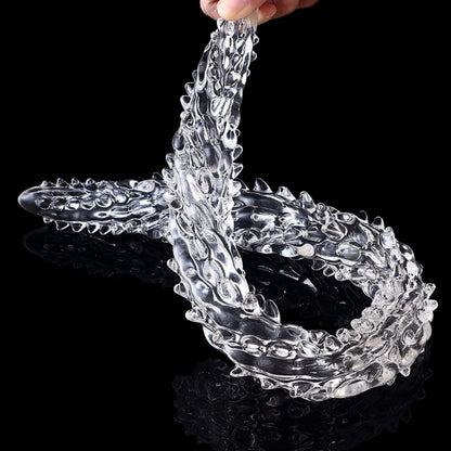 Transparent Silicone Fantasy Dragon Double Penis - Dual Penetration & Orgasmic Massage