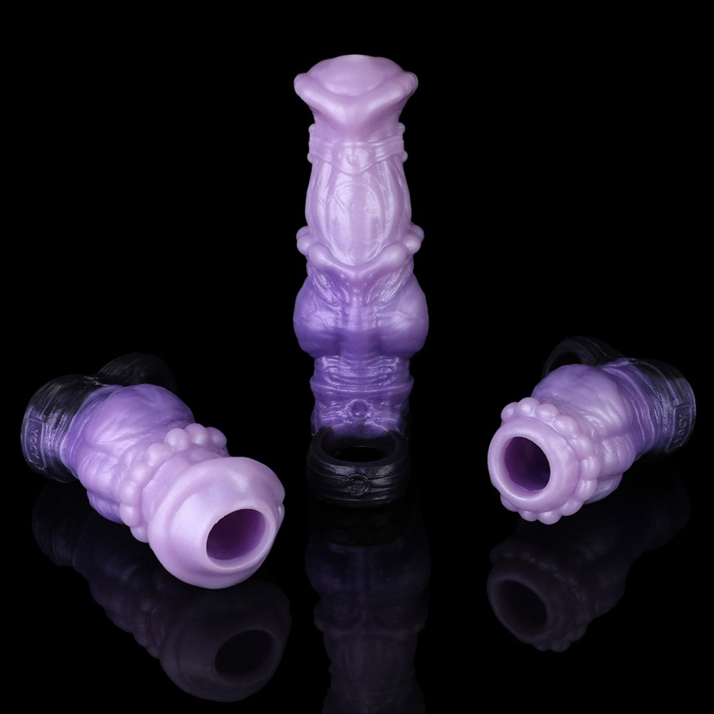 Purple Fantasy Horse Penis Sleeve-Wearable Silicone Sex Toys for Men to Extend Intimacy