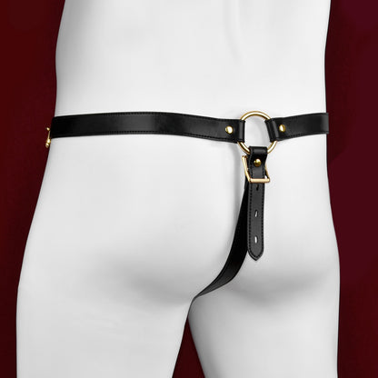 Bondage-String aus Leder zum Umschnallen – BDSM-Spielzeug mit offenem Netzdesign
