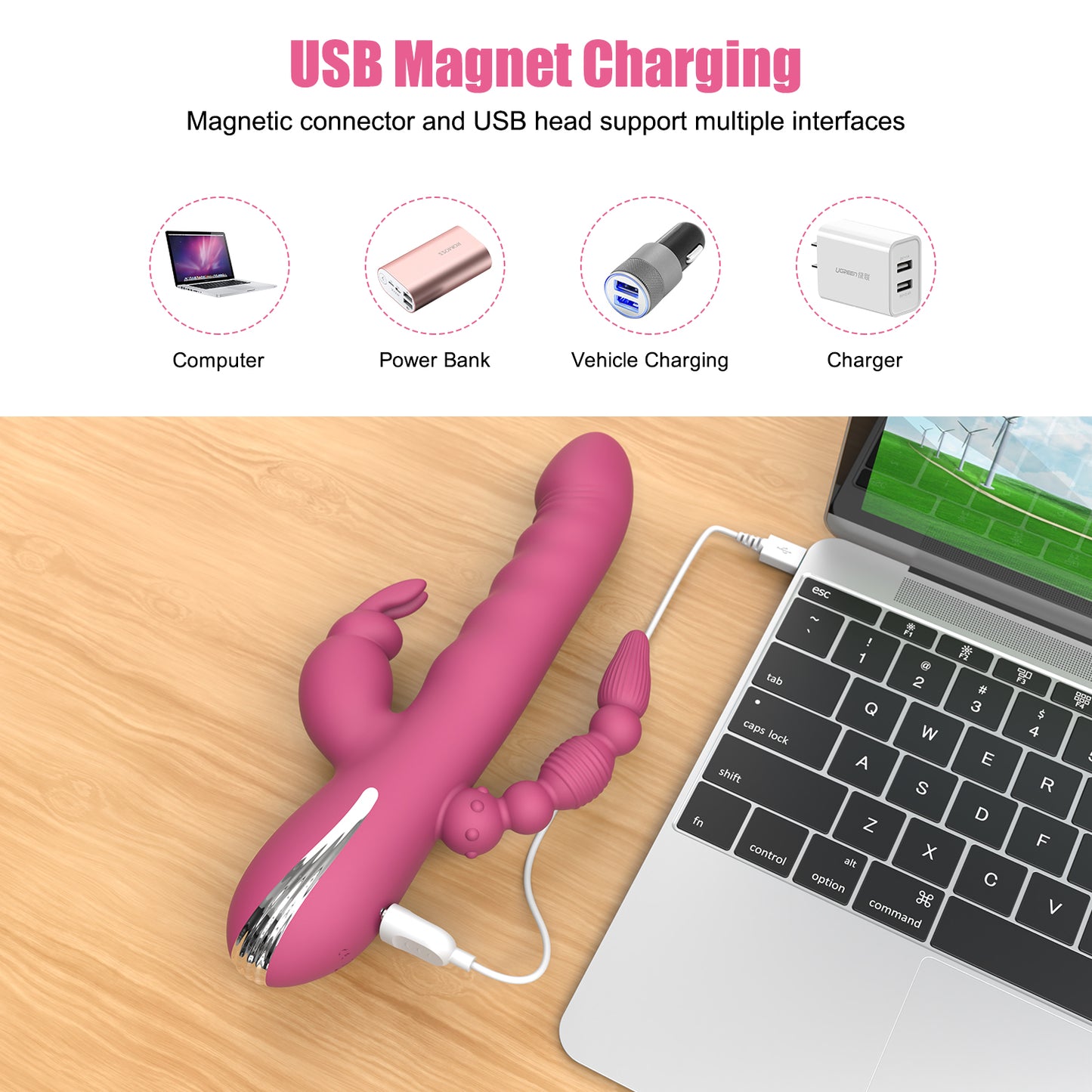 Rabbit-Klit-Stimulator, Analkugeln, stoßender Dildo, G-Punkt-Vibrator – Domust 3-in-1-Analsexspielzeug