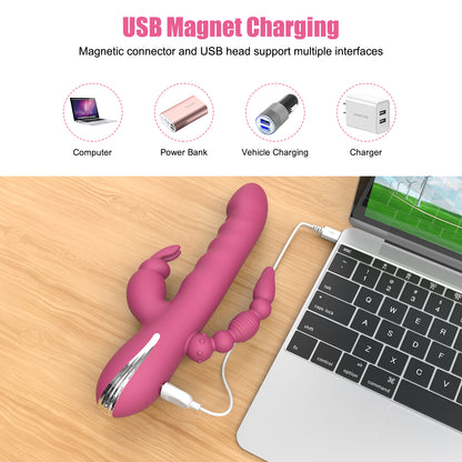Rabbit-Klit-Stimulator, Analkugeln, stoßender Dildo, G-Punkt-Vibrator – Domust 3-in-1-Analsexspielzeug